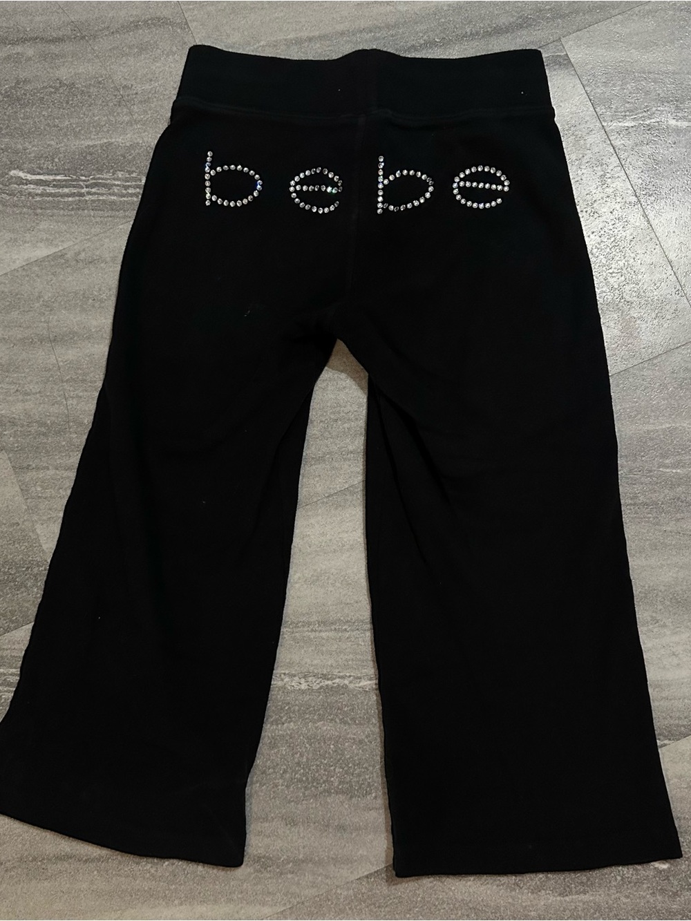 Y2K Bebe Rhinestone Booty Logo Flare Capris XS
